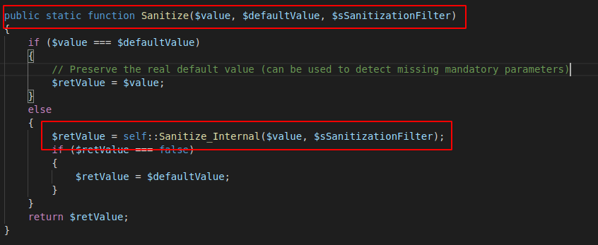 Función Sanitize_Internal